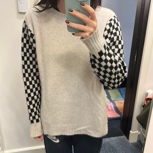 The Elder Statesman Luxury Cashmere Checkered Sleeve Sweater